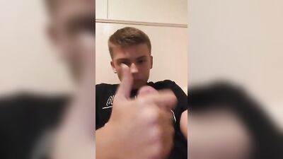 Young Guy Cumming Against The Wall!