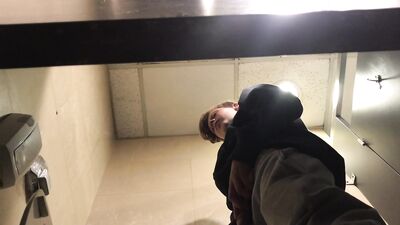 Sweat blond guy pissing - Buenos Aires Airport!