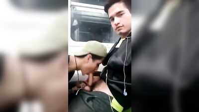 Young Latino Public Blowjob in Metro - Hardcore Outdoor Oral Action!