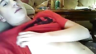 Gay Porn Cum Solo Show: Living Room Cum-Shots Web-Cam!