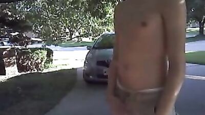 Driveway: Public Amateur Handjob Outside