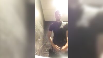 Hung Waiter in The Restroom: Voyeur Amateur Big Cocks