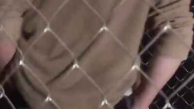 First Time Cage Threesome: Men in Leather Bondage Gear!