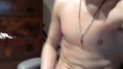 Hot Brunette Boys Big Load Jizzes on Stomach