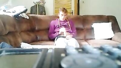 Living Room Lust: Blonde Boy Cumshots and Handjobs