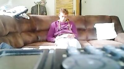 Living Room Lust: Blonde Boy Cumshots and Handjobs