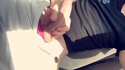 Getting handjob while driwing