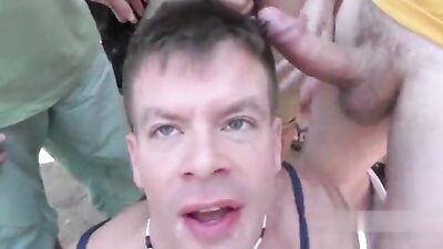 British Bucks Take Over: Public Bukkake Madness!