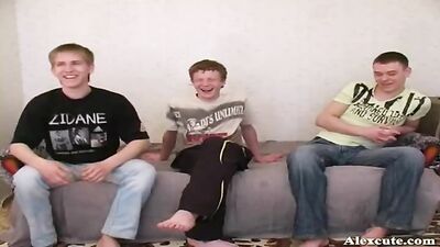 Blissful Orgies with Three Wild Boys on the Sofa!