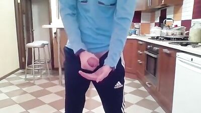 Gay Porn Teen Jerk-Off in the Kitchen: Ultimate Cumshot Showdown!
