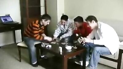 4 in a row Web-Cam Group Sex Handjob: A Gay Porn Video with Four Guys!