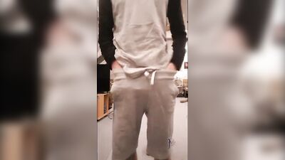 Jerking Off Skinny Uncut Sagging Twink in Boxers - Big Cocks and Cum Shots Solo!