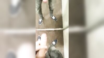 Gay Porn Star Cumming in Public Changing Room