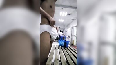 Asian Big Cock Twink Public Locker Room Exposure!