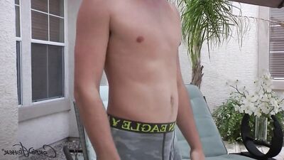 Outdoor Cum Auditions: Straight Boy Sprays Chest for Gay Porn