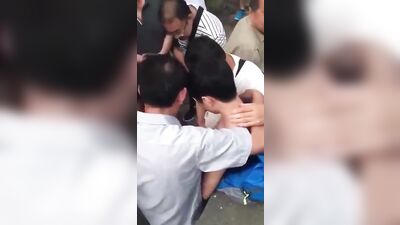 Chinese Boy Gets Used by Crowd of Horny Older Men!