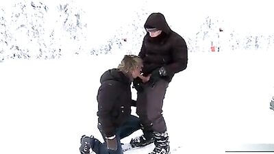 Blizzard Blowjobs - A Young Twinks First Time in the Snow with Cum on Tongue!