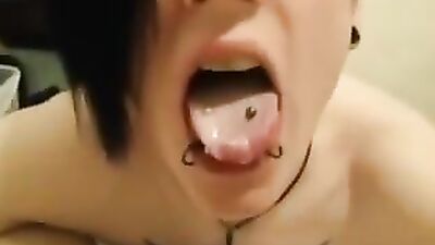 Hot emo swallows his friends cum