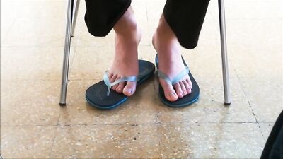 Craving Teal Flip Flops: Amature Foot Fetish Frat Guys College Flip flops under desk Adventure