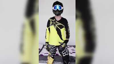 Fox Motocross Suit Wank & Cum - Action Big Cocks (Updated Version)
