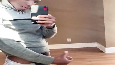 Jacking my BBC in the Mirror - Black Amateur Big Cocks