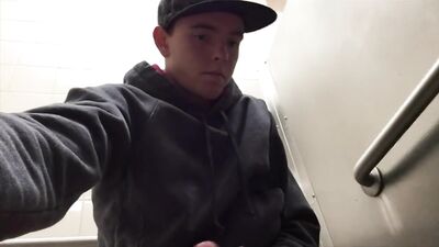 Gay Porn Twink Spy in Public Restroom!