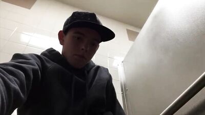 Gay Porn Twink Spy in Public Restroom!