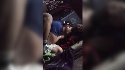 Straight friend spends the night - I suck him he pretends to be asleep but he cums very fast!