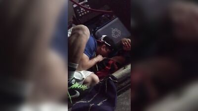 Straight friend spends the night - I suck him he pretends to be asleep but he cums very fast!