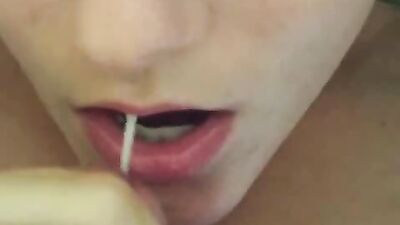 Own Mouth Web-Cam Delight: All In Own Mouth!