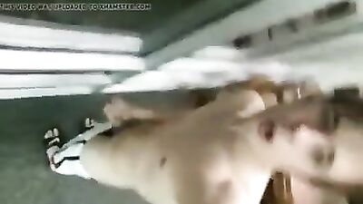 Young boy cum in the lobby