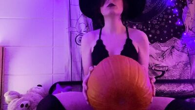 Femboy Witch Fucks Pumpkin For Halloween!