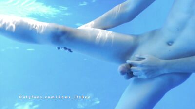 Teen Twink Jacks Off in pool Underwater