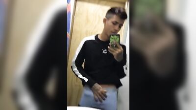Raw Sex in the Barrio Bathroom: Marco Jacks his Cock with No Mercy!