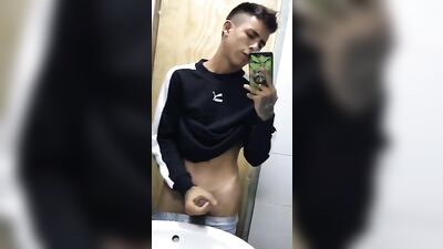 Raw Sex in the Barrio Bathroom: Marco Jacks his Cock with No Mercy!