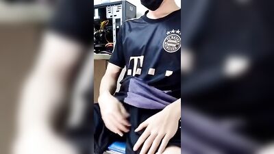 German Jerks Cums on his Futball outfit 204: Amature Cum Shots Handjob Solo