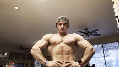 Flexing in Kitchen Muscle Hunk - Still Pumped and Ready!