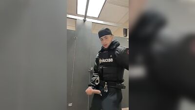 Security Boy Shoot-up: Big Dick Public Handjob Action Amateur Cum
