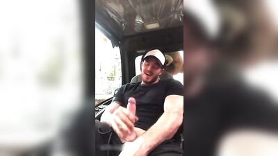 Car Bro JO 11 Interrupted Muscle Amateur Public Outside Solo