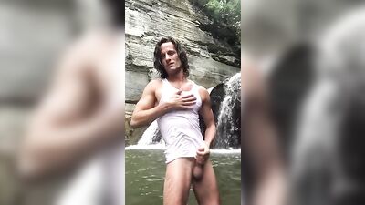 Waterfall Cumming Delight: Amature Handjob Solo Outside Cums!