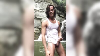 Waterfall Cumming Delight: Amature Handjob Solo Outside Cums!