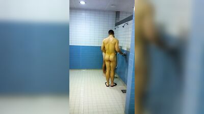 Spy Bro Revealed! Muscle Boys in Public Outside Showers!