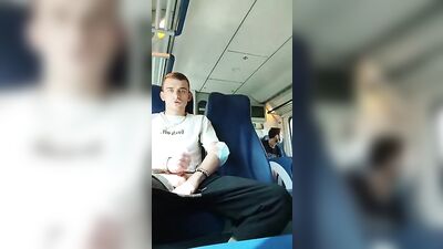 Twinks Quick Orgy on a Bus - Cumming in Public with Friends