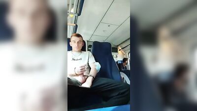 Twinks Quick Orgy on a Bus - Cumming in Public with Friends
