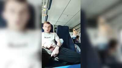 Twinks Quick Orgy on a Bus - Cumming in Public with Friends