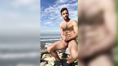 Hairy Public Handjob Amateur Outdoor Solo Jerk Off Cum Shot by Ocean 304!