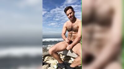 Hairy Public Handjob Amateur Outdoor Solo Jerk Off Cum Shot by Ocean 304!