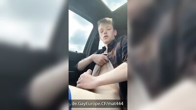 German Guy Cumming in Public Outdoor Car - Amateur Big Cocks!