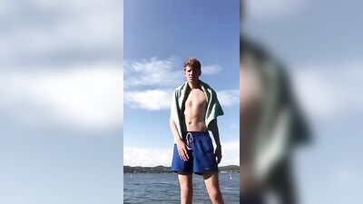 Big Cock Twink Jerks and Cums by the Lake 294