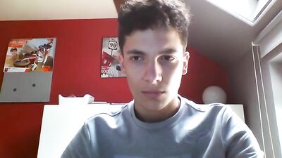 Latin Cutie Explores His Big Uncut Dick and Cums in Webcam Twink Porn!